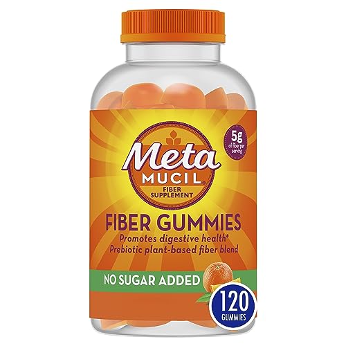 Metamucil Fiber Supplement Gummies, Sugar Free Orange Flavor, 5g Prebiotic Plant Based Fiber Blend, 120 Count (Pack of 1)