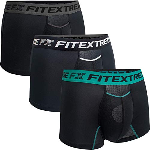 FITEXTREME 3 Pack Mens Separate Pouch Breathable Performance Boxer Briefs D L