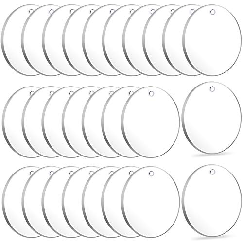 Acrylic Keychain Blanks, Audab 50pcs Clear Keychains for Vinyl, Transparent Circle Discs Blanks Bulk DIY Keychain, Crafting and Vinyl Projects