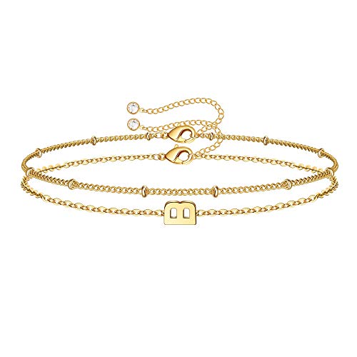 Dainty Gold Initial Bracelets for Women, Gold Bracelets Initial Bracelets for Women Teen Girls Jewelry Chain Bracelets for Girls Little Girls Jewelry Gifts Letter B