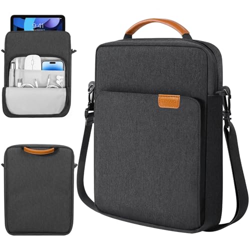 TiMOVO 9-11' Tablet Sleeve Bag with Shoulder Strap for iPad Air 11 Inch 2024,iPad Pro 11 Inch 2024,iPad 10.2 2021-2019,iPad 10th 2022,iPad Air 5/4 10.9,Galaxy Tab S9/S8/A8/A7 2023, Black & Grey