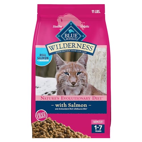 Blue Buffalo Wilderness Natural High Protein, Grain Free Dry Food for Adult Cats, Salmon, 11-lb Bag