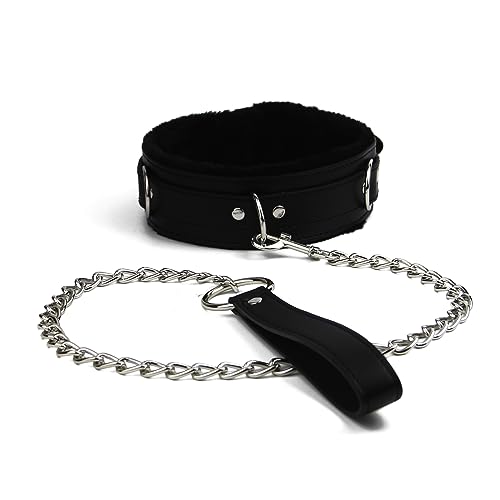 NouAn PU leather choker Necklace for women with lock Adjustable Collar size Black