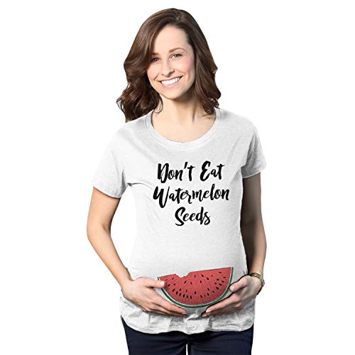 Maternity Don't Eat Watermelon Seeds T Shirt Funny Pregnancy Reveal Pregnant Tee Funny Graphic Maternity Tee Funny Food T Shirt Funny Maternity Shirts White L