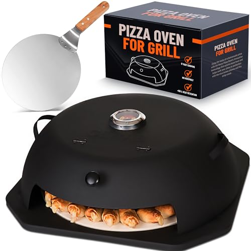 Geras Pizza Oven Outdoor for Grill - Grill Top Pizza Oven For Outside - Pizza Stone, Pizza Peel Kit - Small Portable Home Backyard BBQ Pizzas Maker Charcoal Grill, Pellet, Propane Gas and Wood Fire