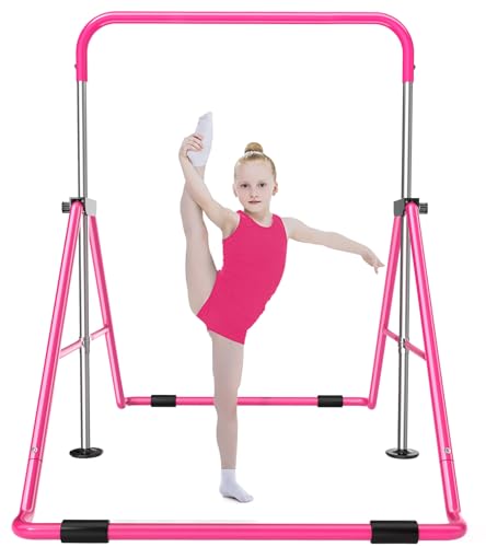 Safly Fun Gymnastics Bar for Kids: Adjustable Height Horizontal Bar, Foldable Gymnastic Monkey Bar Junior Training Kip Bar for Home, Kids Gymnastics Equipment Indoor Outdoor