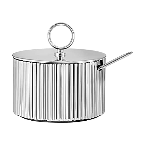 Georg Jensen Bernadotte Stainless Steel Sugar Bowl with Lid and Spoon