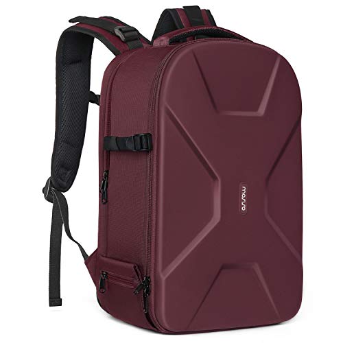 MOSISO Camera Backpack, DSLR/SLR/Mirrorless Photography Camera Bag 15-16 inch Waterproof Hardshell Case with Tripod Holder&Laptop Compartment Compatible with Canon/Nikon/Sony, Wine Red