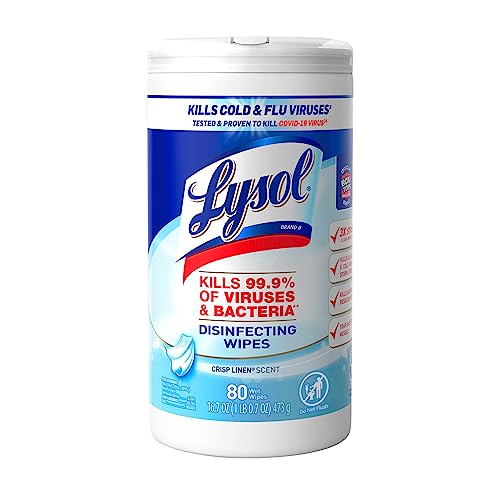 Lysol Disinfectant Wipes, Multi-Surface Antibacterial Cleaning Wipes, For Disinfecting and Cleaning, Crisp Linen, 80 Count