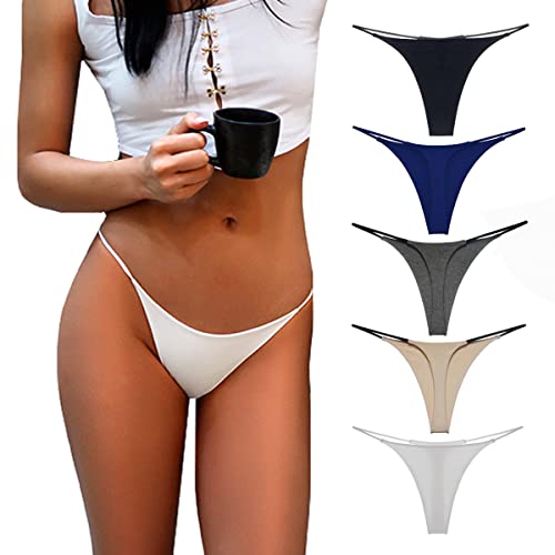 Aogda Thong for Women Cotton Underwear Low Rise Panties Woman G-String Thongs（Small）