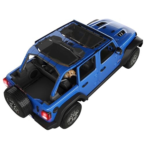Alien Sunshade Jeep Wrangler JLU (2018-Current) – Front & Rear Mesh Sun Shade for Jeep JL Unlimited - Blocks UV, Wind, Noise - Bikini JLkini Top Cover for Sport, Sport S, Sahara, Rubicon (Black)