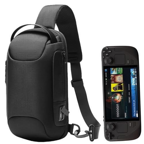 JiangJiangBao Carrying Case Compatible with Steam Deck OLED Game Console, Crossbody Bag for Steam Deck OLED Gaming Console & Accessories, USB External Port for Charging