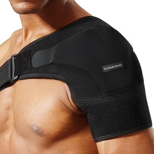 Komoko Shoulder Brace, Rotator Cuff Support Brace and Arm Sling for Pain Relief, Shoulder Compression Sleeve for Preventing Strains and Dislocation, Adjustable Fits Left and Right Arm, Men & Women