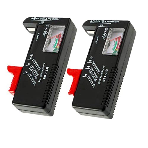 Pgzsy 2 Pack Battery Tester, Universal Battery Checker for AA / AAA / C / D / 9V / 1.5V Button Cell Batteries