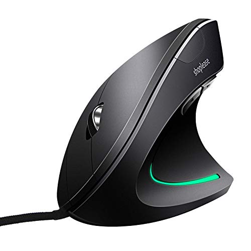 shoplease Wired Vertical Mouse, Optical Ergonomic Mouse with 4 Adjustable DPI 800/1200/2000/3200, 5 Buttons USB Computer Mouse, Better for Large and Medium Sized Hands