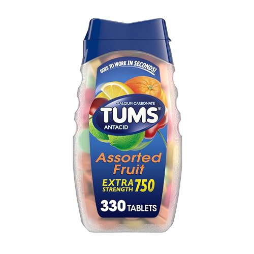 TUMS Extra Strength Antacid Tablets for Chewable Heartburn Relief and Acid Indigestion Relief, Assorted Fruit Flavors - 330 Count