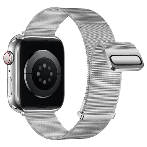 Compatible for Apple Watch Band Series 9, Ultra 2, SE, Stainless Steel Magnetic Strap Metal Mesh Sport Loop for iWatch Bands 38mm 40mm 41mm 42mm 44mm 45mm 49mm Series 8/7/6/5/4/3/2/1 Women Men