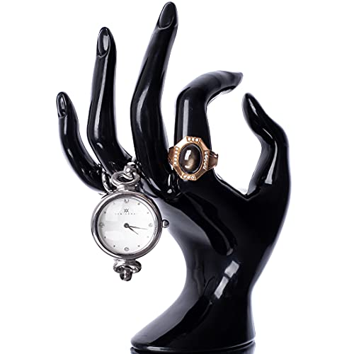 HOMEGOAL Hand Jewelry Holder, Bracelet Ring Watch Jewelry Display Holder Stand, Mannequin Hand, Polyresin, 7 Inch (Black)