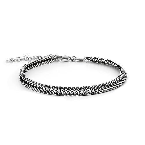 Galis Chain Bracelets For Men - Premium Stainless Steel Mens Bracelet, Silver Plated Non Tarnish Bracelet - This Snake Chain suits as Everyday Men's Bracelets is Stylish Gifts For Him 8'