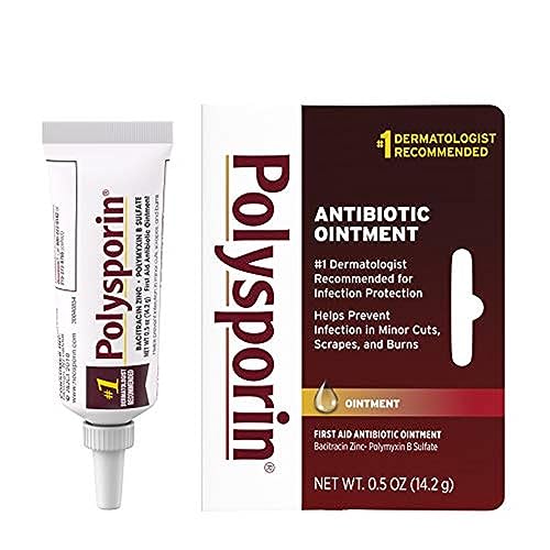 Polysporin First Aid Topical Antibiotic Skin Ointment with Bacitracin Zinc & Polymyxin B Sulfate, for Infection Protection & Wound Care, Neomycin-Free, Travel Size, 0.5 oz