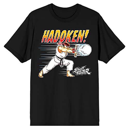 Bioworld Street Fighter Classic Ryu Hadouken Men's Black T-Shirt-XL