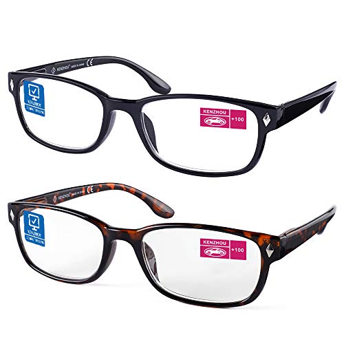 K KENZHOU Reading Glasses 2 Pack for Men/Women Ladies' Blue Light Blocking Computer Readers Glasses(+2.5)