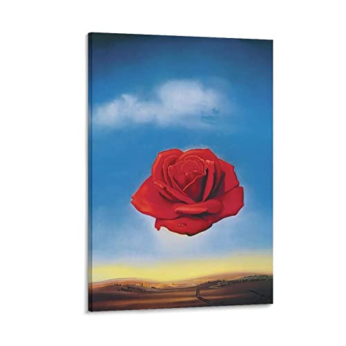 Salvador Dali Wall Art Prints 《Red Meditative Rose》 Poster Home Decor Poster Wall Art Hanging Picture Frame Print Bedroom Decorative Painting Room Aesthetic 24x36inch(60x90cm)