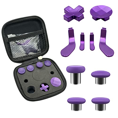 EASEGMER Replacement Thumbsticks for Xbox Elite Controller Series 2, 10 in 1 Plating Accessories Kits Parts Including 4 Swap Joysticks,4 Paddles,1 Standard D-Pads (Purple - Purple Joysticks)