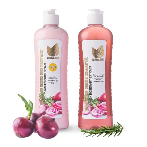 NATURAL SANT - Onion Biotin and Rosemary Shampoo & Treatment Set for Stronger, Thicker and Longer Hair - Soft and Shine, Hair Loss and Thinning Hair, Growth Shampoo, Paraben Free, Silicone Free
