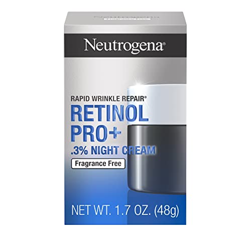 Neutrogena Retinol Pro+ Anti-Wrinkle Night Moisturizer, Rapid Wrinkle Repair, Anti-Aging Face & Neck Cream, Formulated without fragrance, parabens, dyes, & phthalates, 0.3% Retinol, 1.7 oz