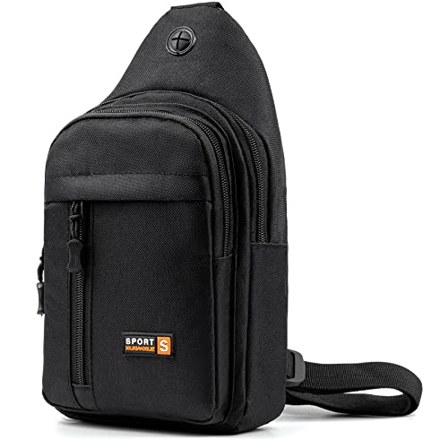 Gurislife Small Sling Bag, Crossbody Bag for Men, Small Backpack for Travel & Hiking,Daily One Shoulder Bag,902-Black