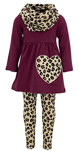 Unique Baby 3 Piece Leopard Print Heart Embroidery Legging Set Outfit (5)