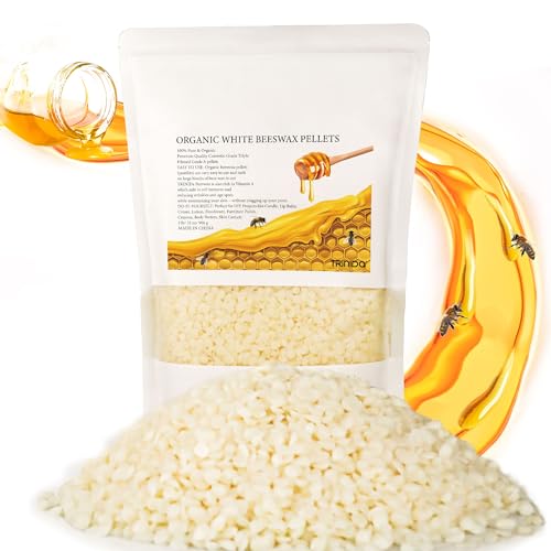 TRINIDa Beeswax Pellets 2LB(32 oz), 100% Organic White Bees Wax for DIY Candles, Beeswax for Candle Making, Skin, Body, Face, and Hair Care, Lotions, DIY Creams, Lip Balm and Soap Making Supplies