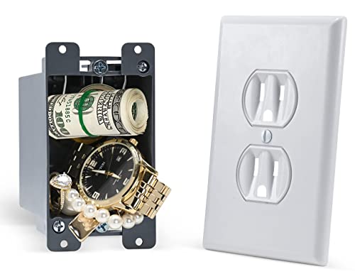 Electrical Outlet Hidden Wall Safe (Simple Install, Magnetically Attaches For Easy Use) Hiding Places for Valuables | Hide in Plain Sight Key Money Jewelry Storage Cash Holder Safes Outlet Safe Box