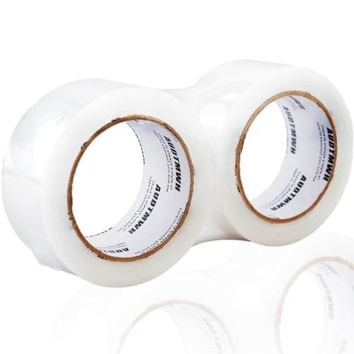 AUDTMWH Packing Tape Refills, Clear, Packaging Tape Heavy Duty Designed for Moving, Shipping and Packing, Mailing,1.88' x 60 yds, 2 Rolls