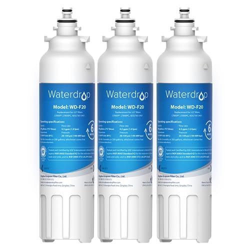 Waterdrop ADQ73613401 Refrigerator Water Filter, Replacement for LG LT800P, ADQ73613408, ADQ75795104, ADQ73613402, Kenmore 9490, 46-9490, LSXS26326S, LMXC23746S, LSXS26366S, WD-F20, Pack of 3