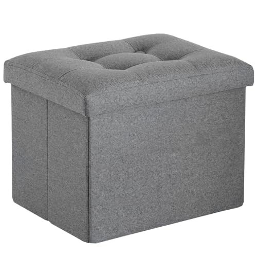ALASDO Ottoman Storage Ottoman Footrest Stool Small Ottoman with Storage Foldable Ottoman Foot Rest Footstool Bench for Living Room 17x13x13inches Grey