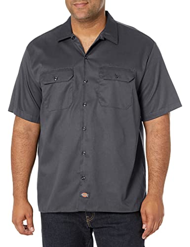 Dickies mens Short-sleeve Flex Twill Work button down shirts, Charcoal, Large US