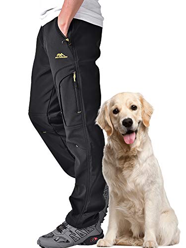 Toomett Men's Snow Pants Skiing Winter Insulated Soft Shell Outdoor Fleece Lined Hiking Pants with Zipper Pockets,MH4409,Black,36