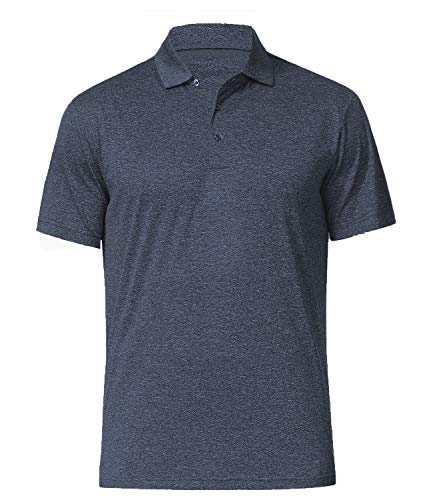 Men's Dry Fit Golf Polo Shirt (as1, Alpha, m, Regular, Regular, Black Heather)