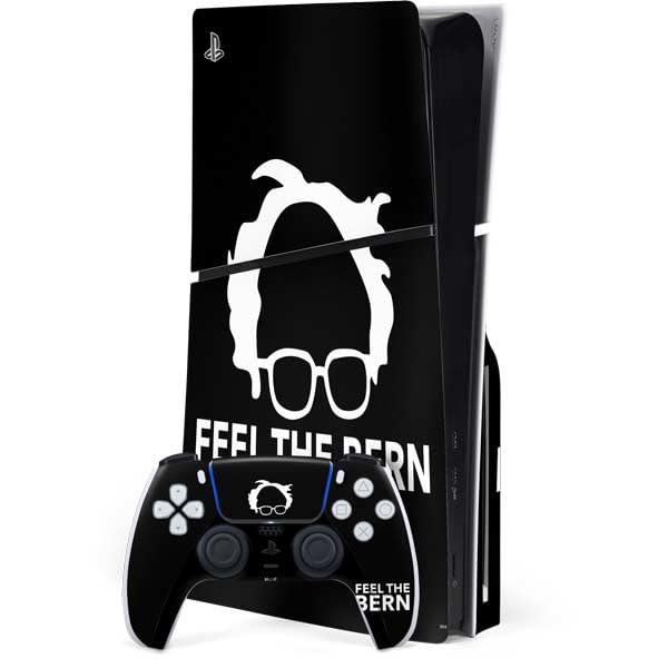 Skinit Decal Gaming Skin Compatible with PS5 Slim Disk Bundle - Feel The Bern Outline Design