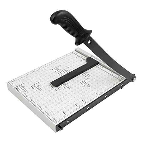 A4 Paper Cutter Stack Paper Trimmer Guillotine Heavy Duty Metal Base 12” Cutting Length with Safety Blade Lock ZEQUAN, 10-Sheet Capacity, Guillotine Paper Slicer Cutter for Office Home School
