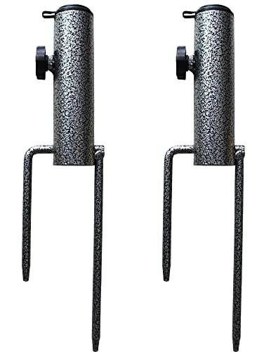 AMMSUN Adjustable Portable Umbrella Base,Heavy Duty Metal Holder-Stand-Sand Grass Auger,for Flag, Umbrella, Fishing Rod, Outdoor Park Patio Beach Ground Ideal for Use in Soil, Grass(2 Pack)