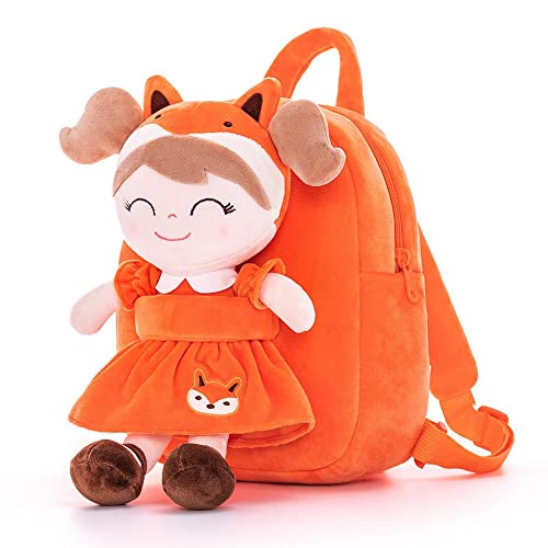 Gloveleya Kids Backpack Toddler Backpack Soft Plush Fox Girl Doll Backpacks 9'…