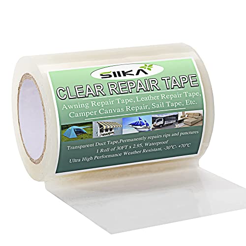 SIIKA Awning Repair Tape -30FT, Tent /Canvas/ Boat Covers Repair Tape, Tarp Repair Kit, RV Awning Tape, Sail Tape, Repair Tape Tarp Canopy Tear & Vinyl, Waterproof