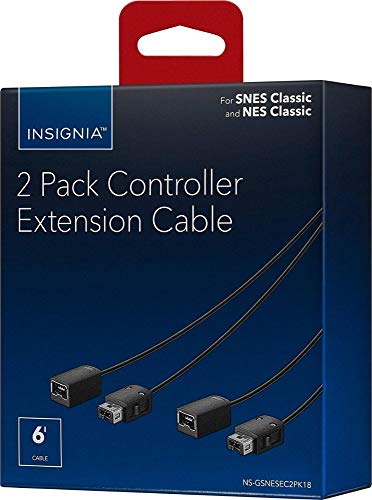 Insignia 6 ft. (2-pack) Controller Extension Cable for Nintendo SNES Classic and Nintendo NES Classic Controllers - Black