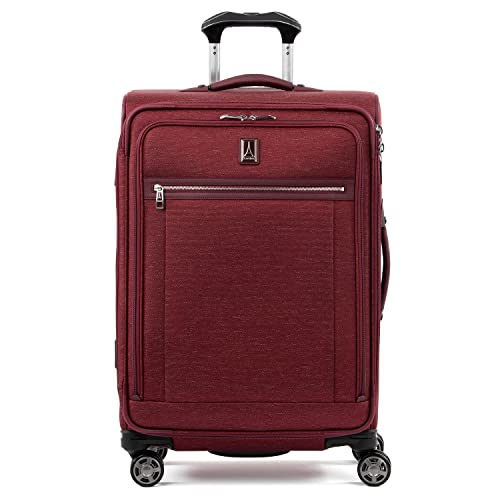 Travelpro Platinum Elite Softside Expandable Checked Luggage, 8 Wheel Spinner Suitcase, TSA Lock, Men and Women, Bordeaux Red, Checked Medium 25-Inch