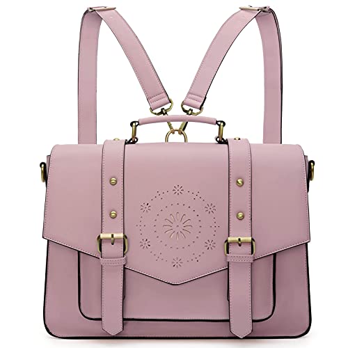 ECOSUSI Backpack for Women Briefcase Messenger Laptop Bag Vegan Leather Satchel Work Bags Fits 15.6 inch Laptops, Purple