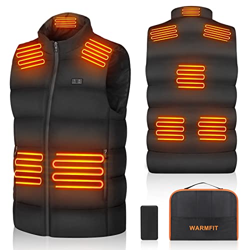 WARMFIT Rechargeable Heated Vest with Battery Pack for Men Women,3 Heating Levels 8 Heating Zones Lightweight Warming Jacket-XXL