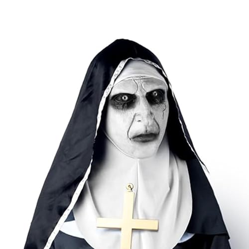MAITING Nun Scary Latex Mask - The Nun Mask，Latex Mask Halloween Nun,Nun Mask Conjuring Perfect Full Head Halloween Costume Mask for a Scary Party (Nun Mask without the cross)
